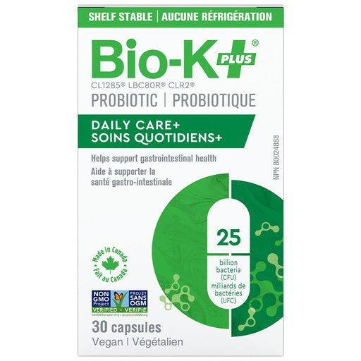 Bio-K Plus Probiotic Daily Care+, 25 Billion 30 VCaps Box - SupplementSource.ca