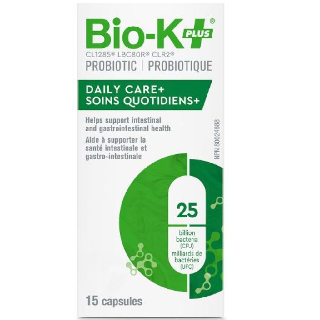 Bio-K Plus Probiotic Daily Care+, 25 Billion 15 VCaps  - SupplementSource.ca