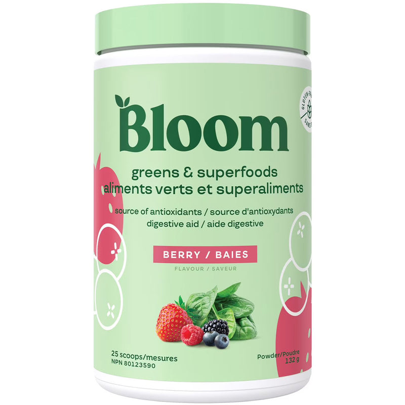 Bloom Nutrition Greens &amp; Superfoods, 25 Scoops Berry - SupplementSource.ca