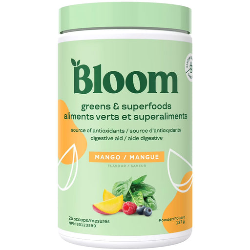 Bloom Nutrition Greens &amp; Superfoods, 25 Scoops Mango - SupplementSource.ca