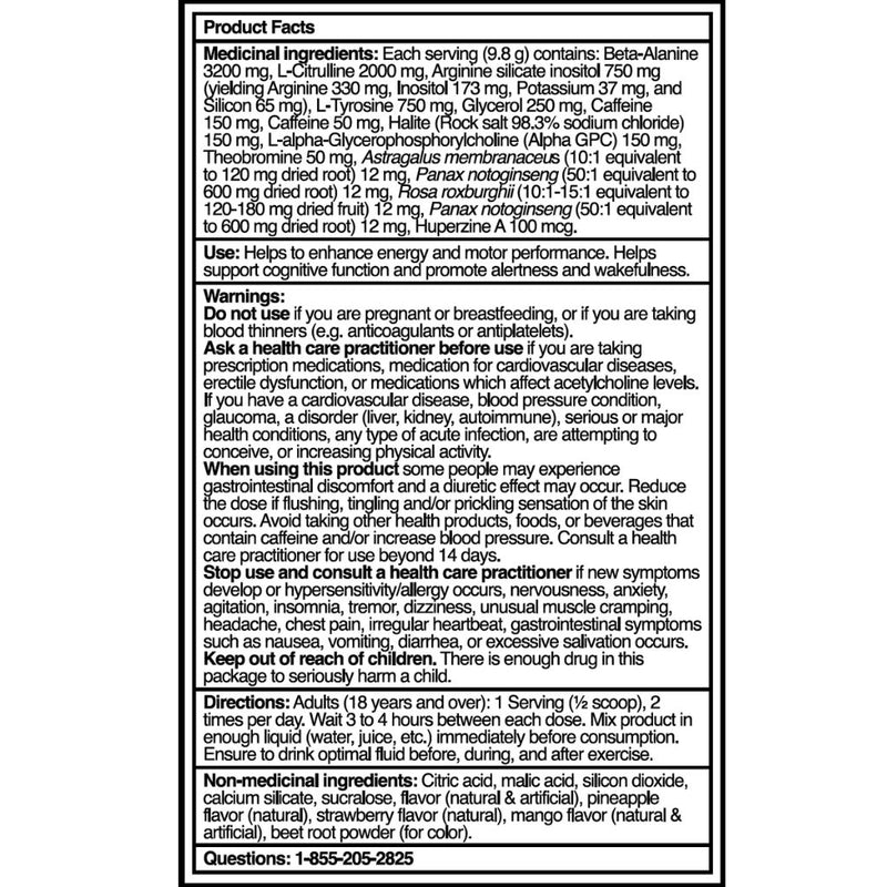 Bucked Up Mother Bucker Miami Nutrition Panel, 392g - SupplementSource.ca