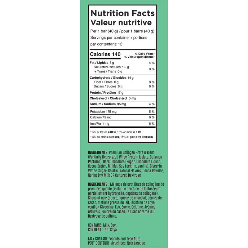 Built Puff Protein Bars, 12 Bars/Box Mint Chip Nutrition Panel - SupplementSource.ca