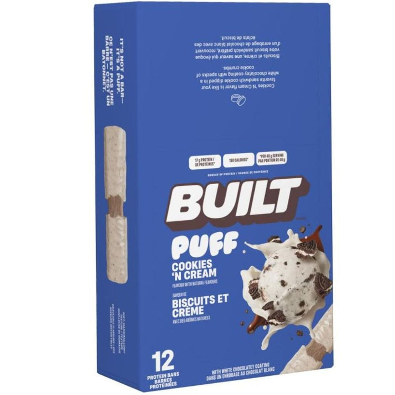 Built Puff Protein Bars, 12 Bars/Box Cookies 'N Cream - SupplementSource.ca