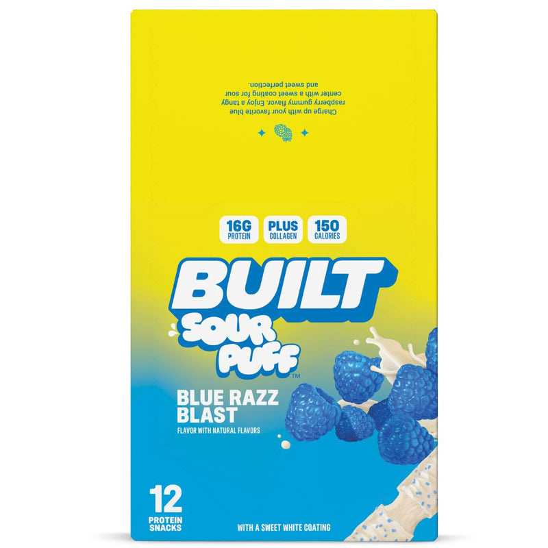 Built Sour Puff Protein Bars, 12 Bars/Box Blue Razz Blast - SupplementSource.ca