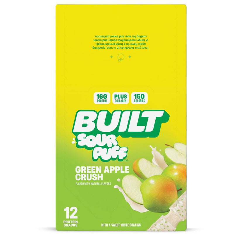 Built Sour Puff Protein Bars, 12 Bars/Box Green Apple Crush - SupplementSource.ca