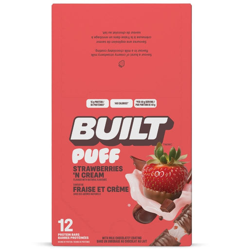 Built Puff Protein Bars, 12 Bars/Box Strawberries 'N Cream - SupplementSource.ca