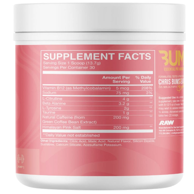 CBUM Essential Pre-Workout, 30 Servings Citrus Grapefruit Nutrition Facts - SupplementSource.ca