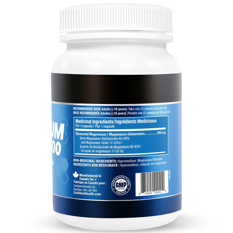 Confident Health Magnesium 120/240 Caps Nutrition Panel - SupplementSource.ca