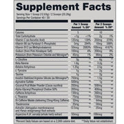 CBUM THAVAGE PRE-WORKOUT Cherry Lime Slush Nutrition Panel, 40 Servings  -  SupplementSource.ca