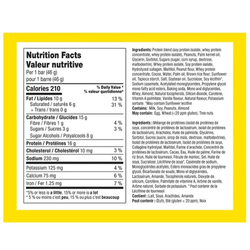 Chef Robert Irvine's FitCrunch Protein Bar, 46g Nutrition Panel - SupplementSource.ca