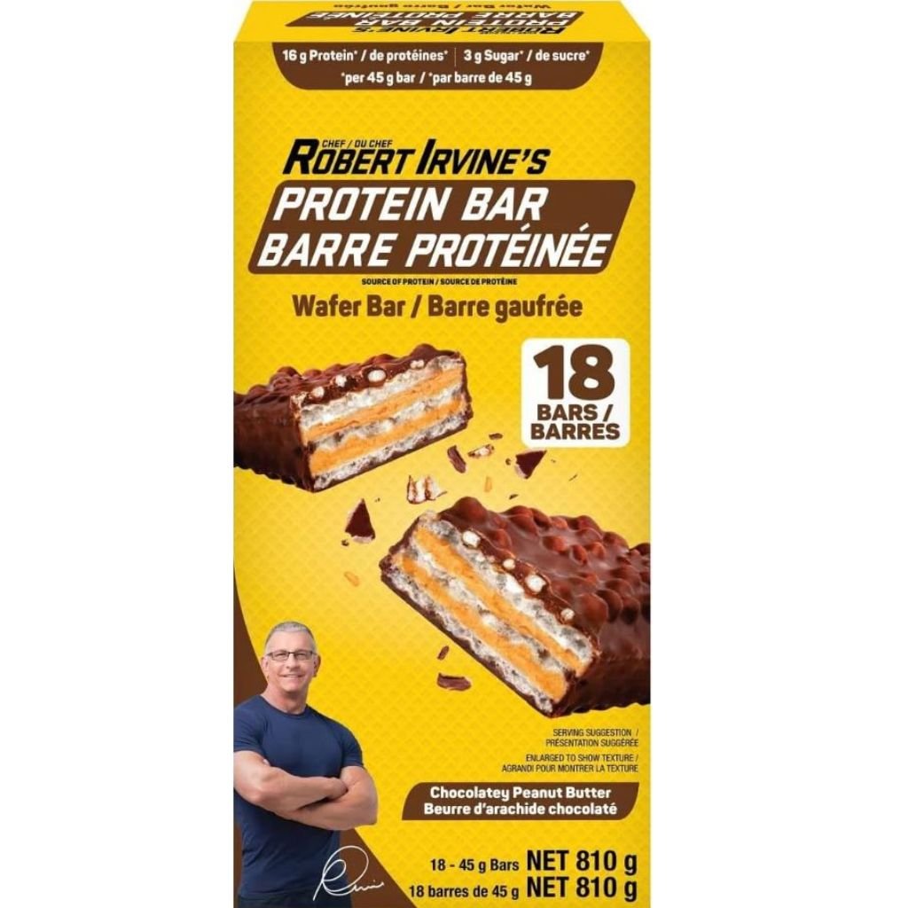 Chef Robert Irvine's Protein Wafer Bar, 18 Bars/Box, Chocolatey Peanut Butter - SupplementSource.ca