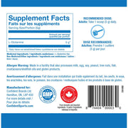 Confident Sports Glutamine, 1100g Nutrition Panel - SupplementSource.ca