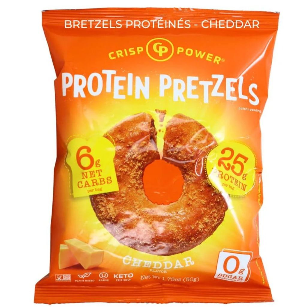 Crisp Power Protein Pretzels, Cheddar, 50g - SupplementSource.ca