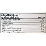 Crossfuel 100% Clean BCAAs 28 Servings Blue Raspberry Nutrition Panel - SupplementSource.ca