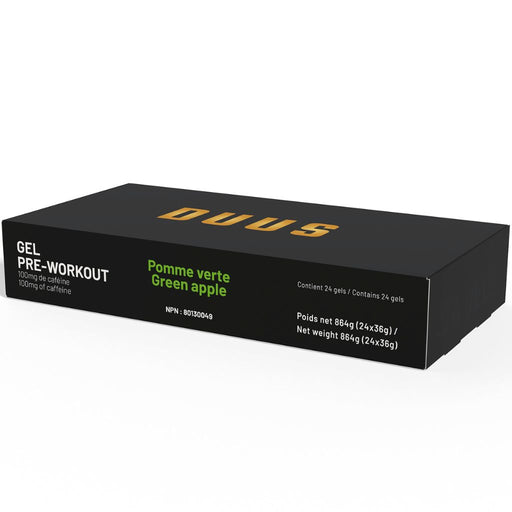 DUUS Gel Pre-Workout Green Apple Box, 24x36g - SupplementSource.ca