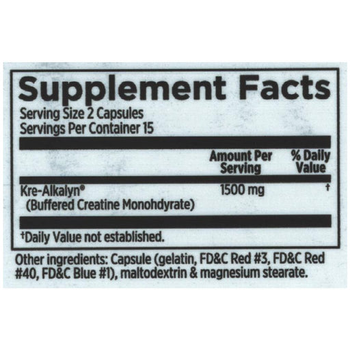 EFX Sports Kre-Alkalyn EFX, 30 Caps Nutrition Panel - SupplementSource.ca