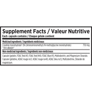EFX Sports Kre-Alkalyn nutritional panel - SupplementSource.ca
