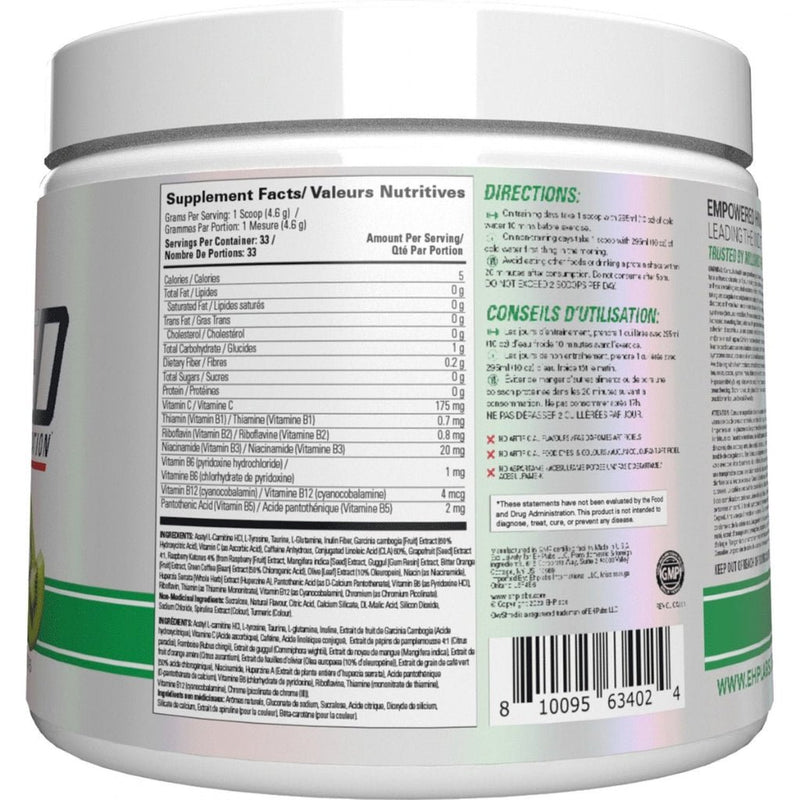 EHPLabs Oxyshred Pre-workout, 33 Servings Kiwi Strawberry Nutrition Panel - SupplementSource.ca