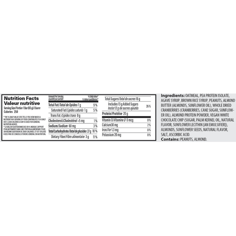 Nutrabolics Feed Bars Vegan, 12 Bars/Box Glazed Cranberry Lemon Cake Nutrition Facts - SupplementSource.ca
