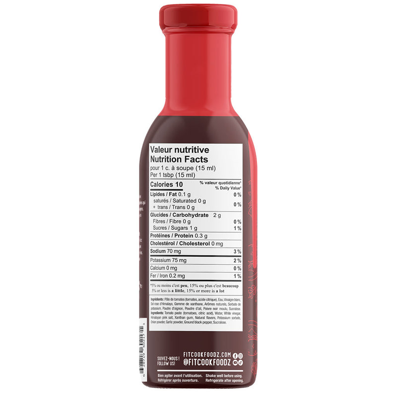 FitCook Foodz Tomato Ketchup Le Ketch, 355ml Nutrition Panel - SupplementSource.ca