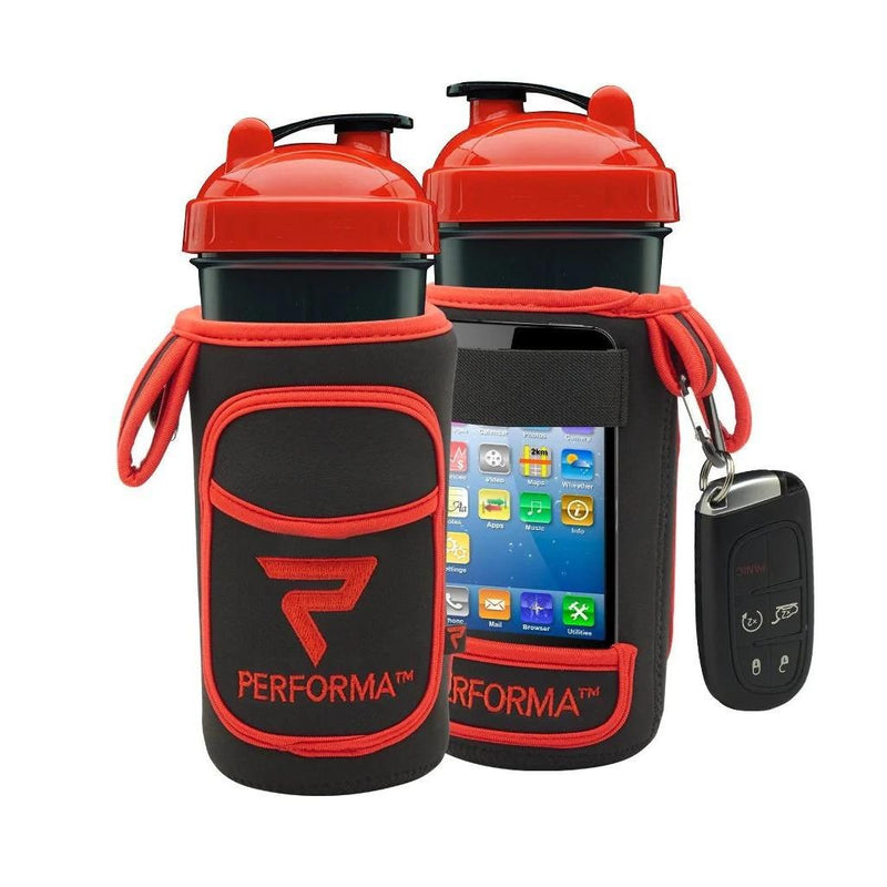 Performa Fitgo Shaker Bottle Organizer Sleeve, Red - SupplementSource.ca