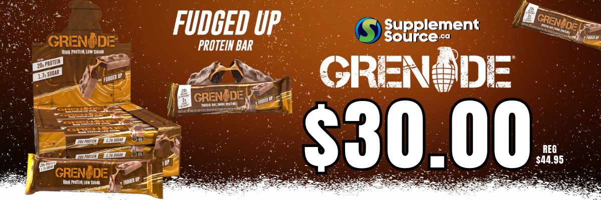 Flash Sale - Grenade Bars Fudged Up only $30 - Only at SupplementSource.ca