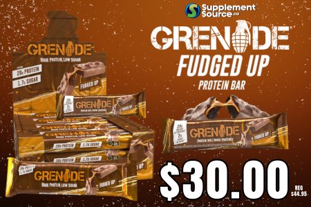 Flash Sale - Grenade Bars Fudged Up only $30 - Only at SupplementSource.ca