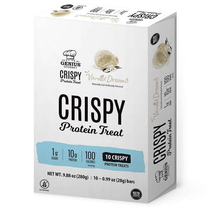 Genius Gourmet CRISPY PROTEIN TREAT, 10 Bars/Box