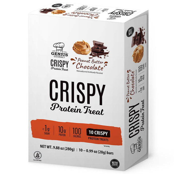 Genius Gourmet CRISPY PROTEIN TREAT, 10 Bars/Box