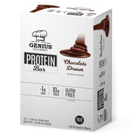 Genius Gourmet Protein Bar, 10 Bars/Box Chocolate Dream - SupplementSource.ca