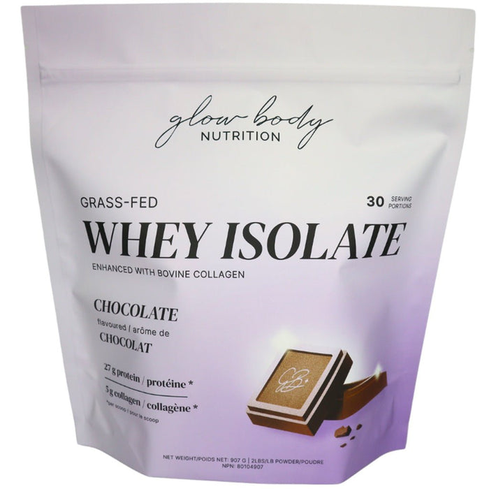 Glow Body Nutrition Glow Protein Whey Isolate, 2lbs Chocolate - SupplmentSource.ca