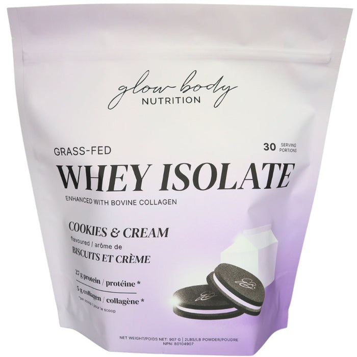 Glow Body Nutrition Glow Protein Whey Isolate, 2lbs Cookies & Cream - SupplmentSource.ca