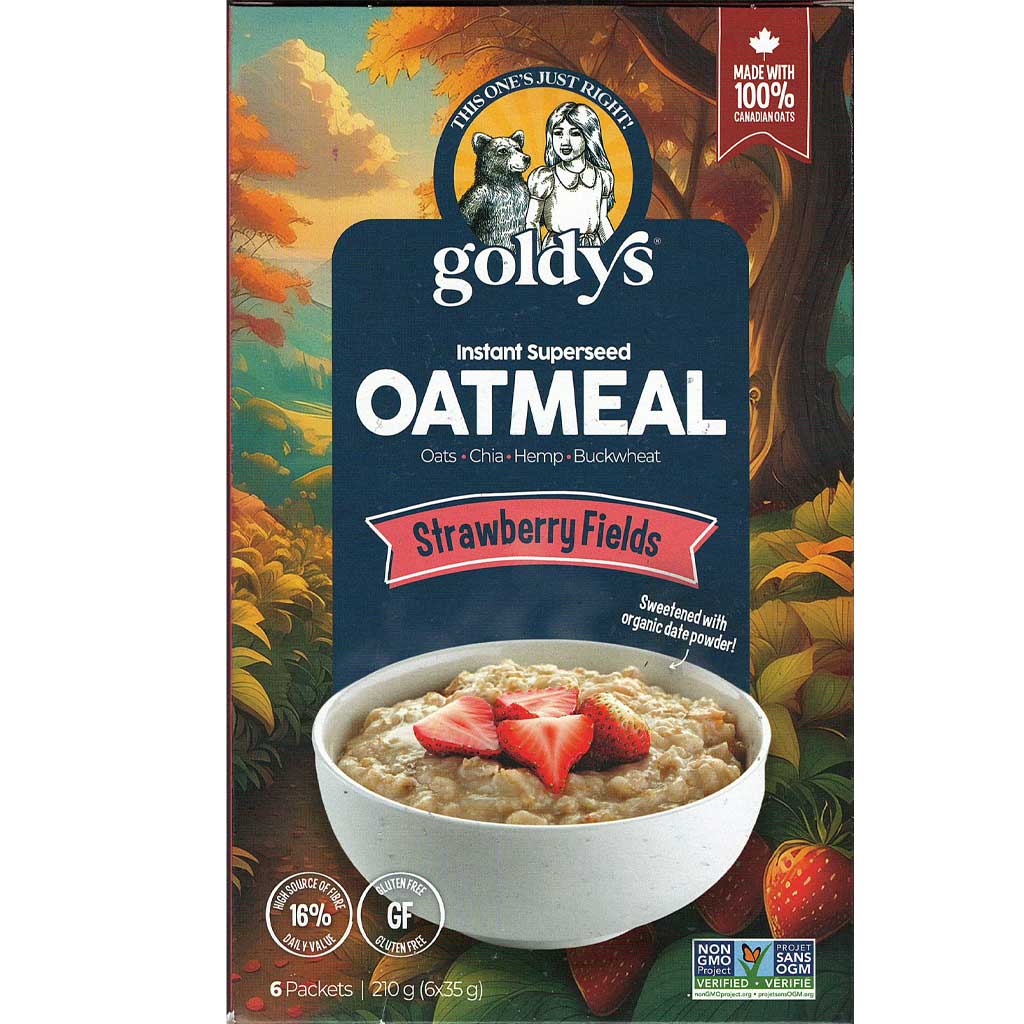 Goldys Instant Superseed Oatmeal, 6 x 35 Packets Strawberry Fields - SupplementSource.ca