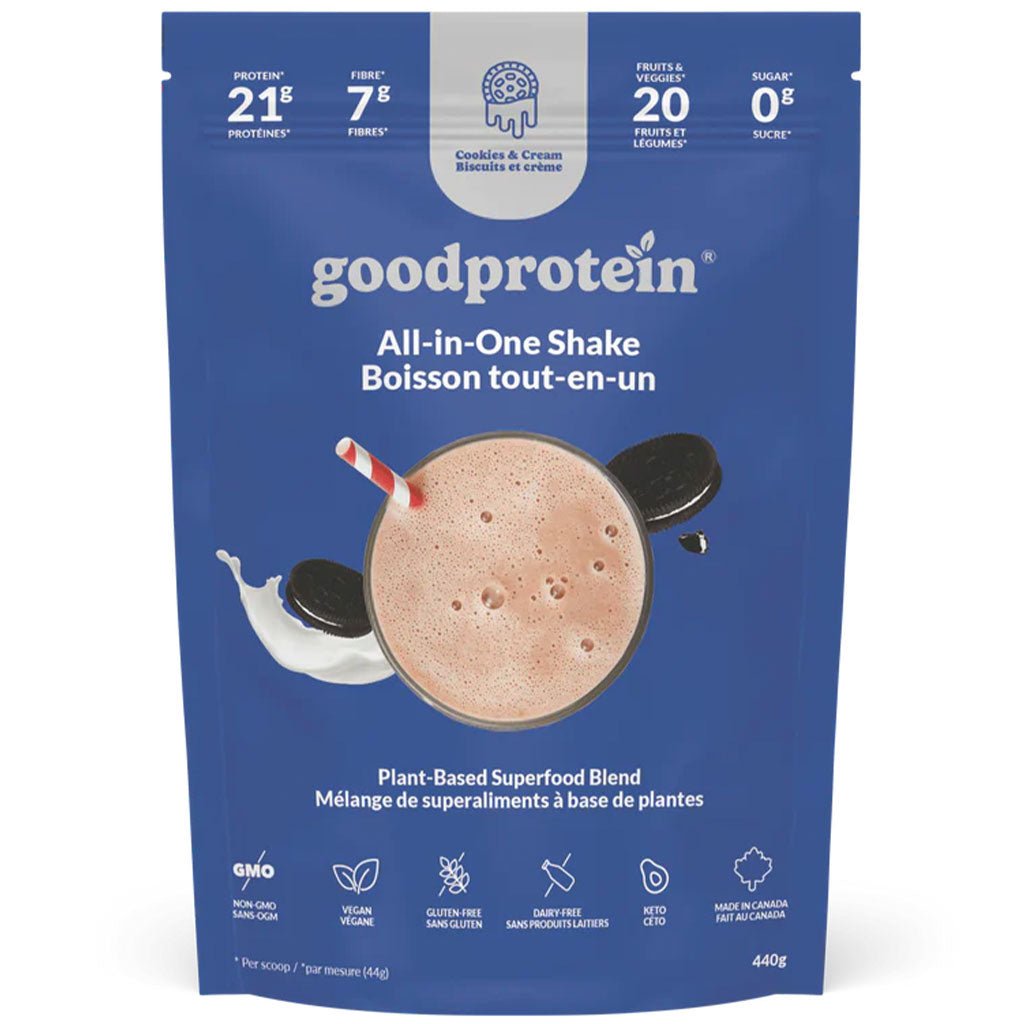 GoodProtein All-in One Shake, 440g Cookies & Cream - SupplementSource.ca