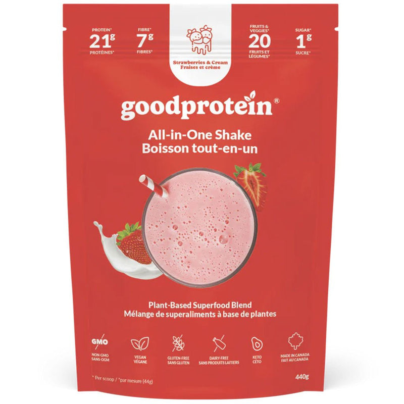GoodProtein All-in One Shake, 440g Strawberries & Cream - SupplementSource.ca