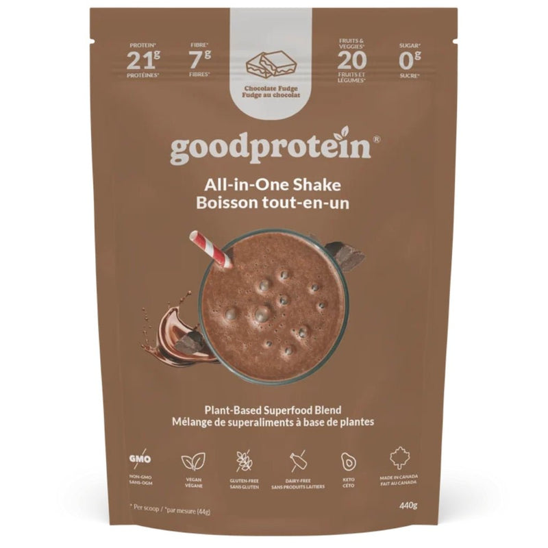 Good Protein All In One Shake, 440g Chocolate Fudge - SupplementSource.ca