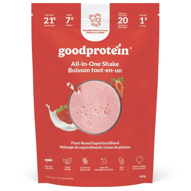 Good Protein All In One Shake, 440g Strawberries & Cream - SupplementSource.ca