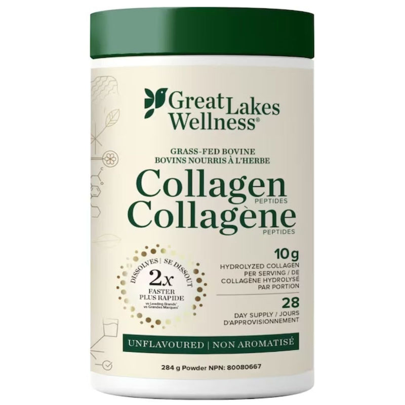 Great Lakes Wellness Grass-fed Bovine Collagen Peptides, 284g Unflavoured - SupplementSource.ca