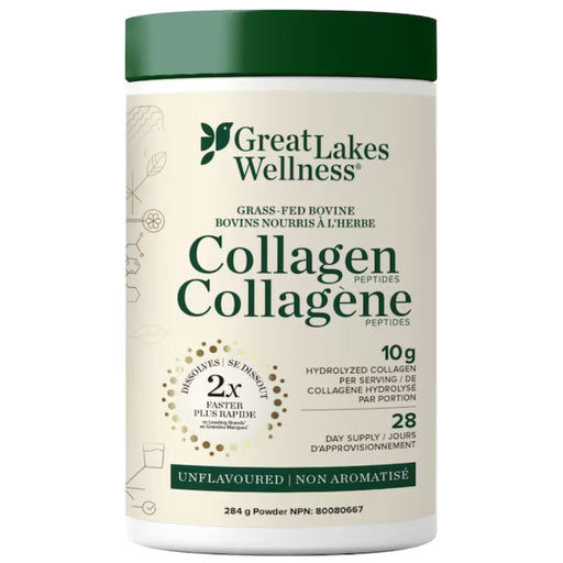 Great Lakes Wellness Grass-fed Bovine Collagen Peptides, 284g Unflavoured - SupplementSource.ca