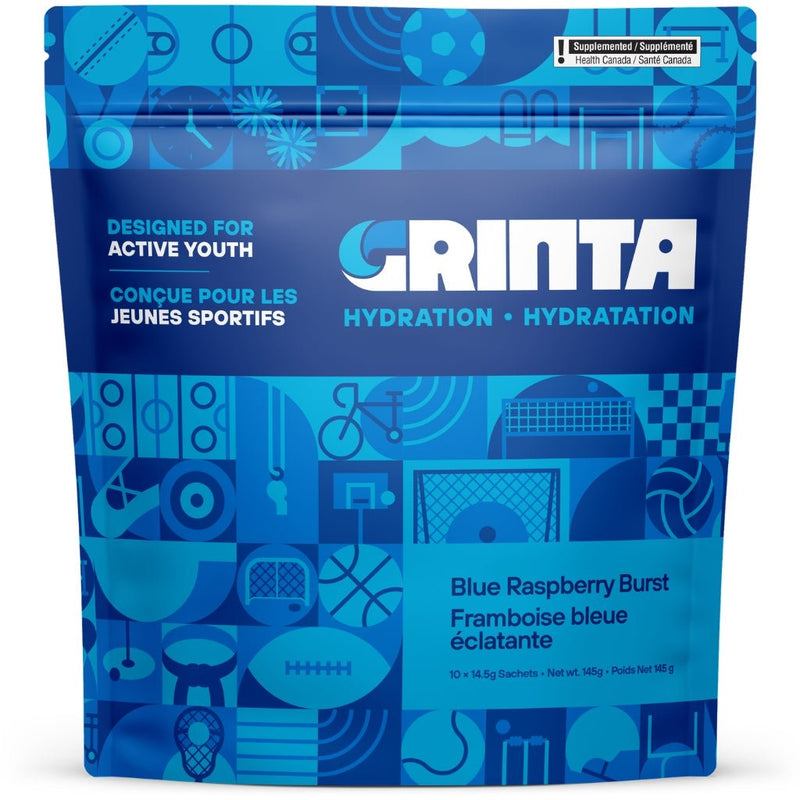 Grinta Hydration, 14.5g x 10 Sachets Blue Raspberry - SupplementSource.ca
