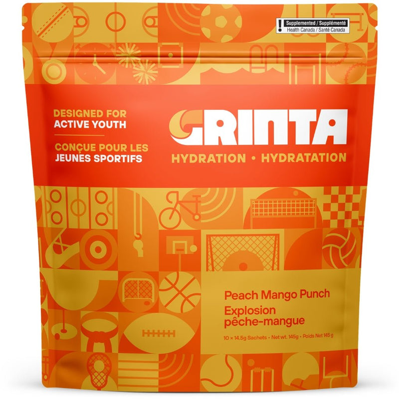 Grinta Hydration, 14.5g x 10 Sachets Peach Mango - SupplementSource.ca