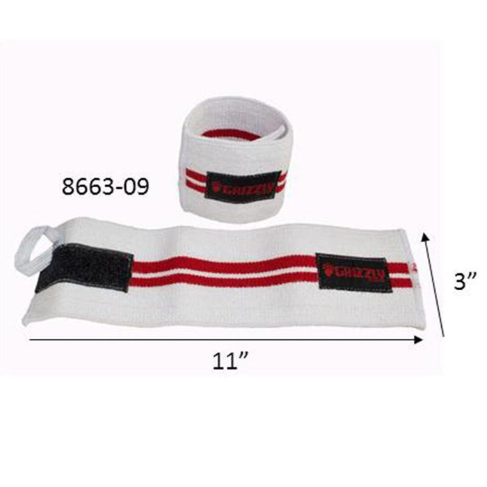 Grizzly WRIST WRAP 11" RED LINE - White 8663-09