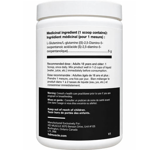 HD Muscle Glutamine, 80 Servings Nutrition Panel - SupplementSource.ca
