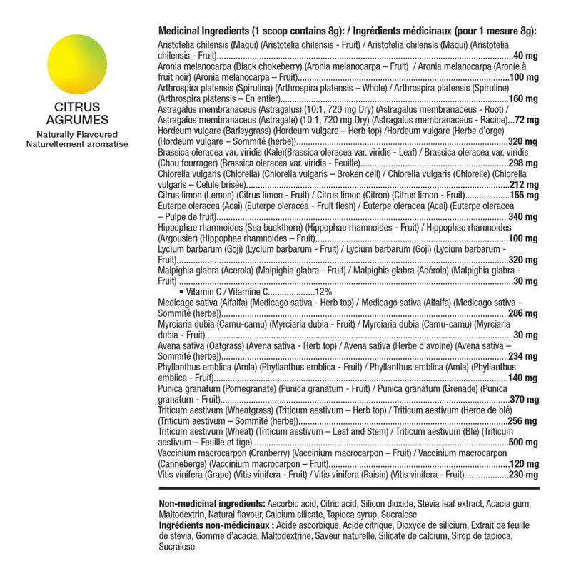 HD Muscle Greens HD 30 Servings Citrus Nutrition Facts - SupplementSource.ca