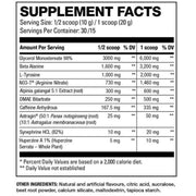 HD Muscle PreHD Black, 30/15 Servings Sour Grape Nutrition Panel - SupplementSource.ca