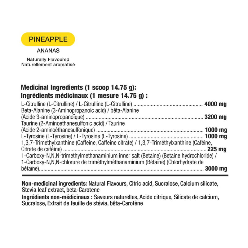 HD Muscle PreHD Essential 25 Servings Pineapple Nutrition Facts - SupplementSource.ca