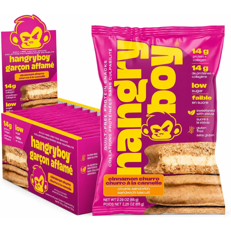 Hangry Boy Protein Cookies, 12 Cookies/Box Cinnamon Churro - SupplementSource.ca