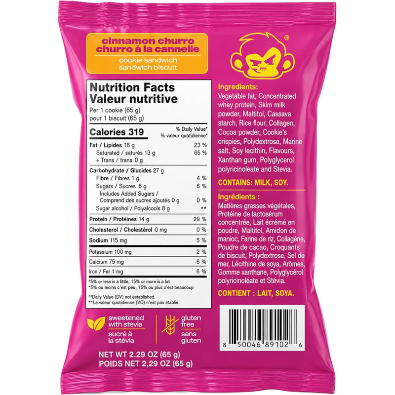Hangry Boy Protein Cookies, 12 Cookies/Box Cinnamon Churro Nutrition Facts - SupplementSource.ca