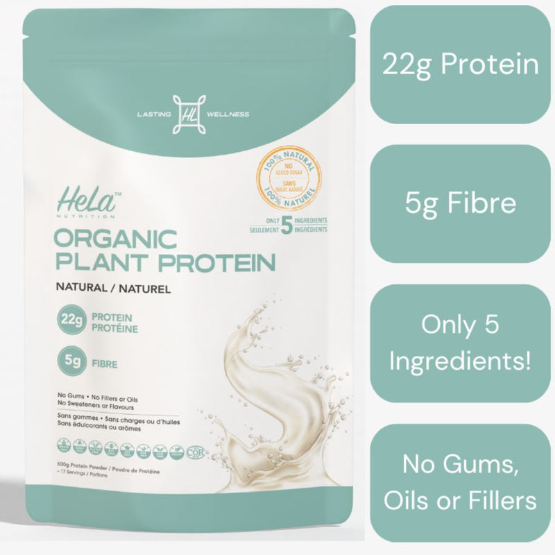 Hela Nutrition Organic Plant Protein Natural, 17 Servings - SupplementSource.ca