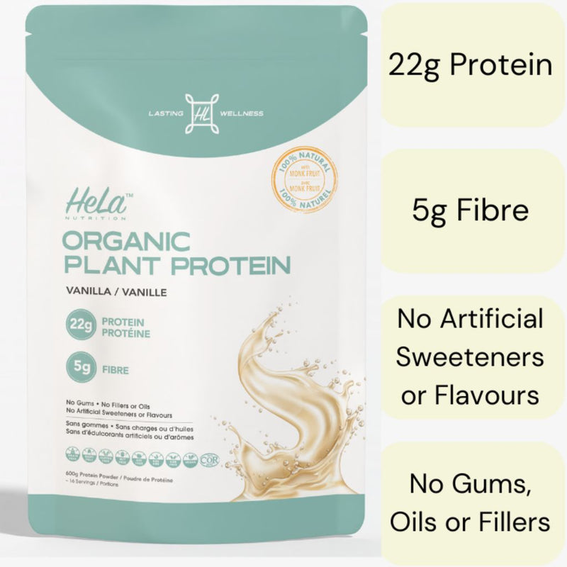 Hela Nutrition Organic Plant Protein Vanilla, 16 Servings - SupplementSource.ca